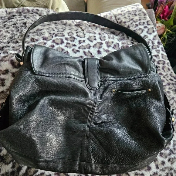 B. Makowsky | Black Butter Soft Slouchy  Moto Shoulder Bag - Picture 16 of 16